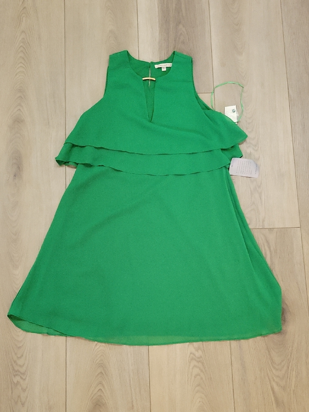 Sleeveless Green Tiered Mini Dress - Women